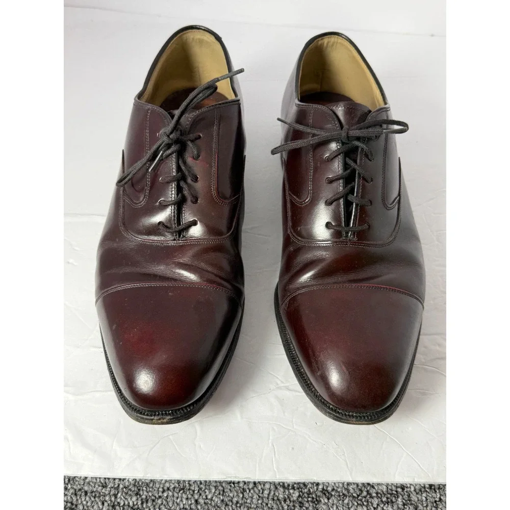 Johnston & Murphy Mens 9 D/B Burgundy Leather Cap Toe Oxford Shoes Made in USA